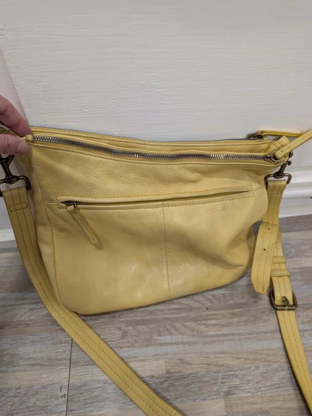 American Leather Co. Yellow Leather Crossbody Hobo Bag
